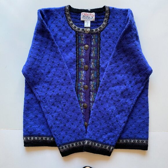 Vintage Tally Ho Cardigan Sweater 100% Wool Women’s Size Large Royal Blue - Picture 5 of 13